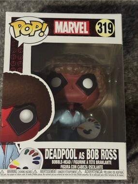 Marvel Deadpool as Bob Ross Vinyl Figure - Red, Brown, Blue